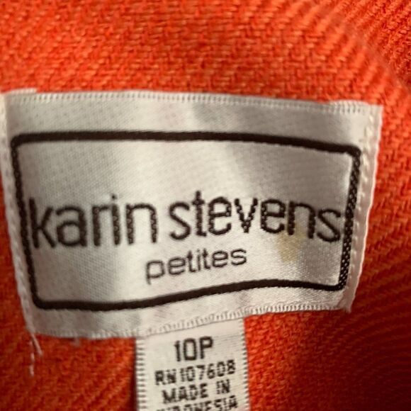 Vintage 70’s 80’s Orange Cap Sleeve Karin Stevens Petites Sheath Dress - Picture 3 of 12